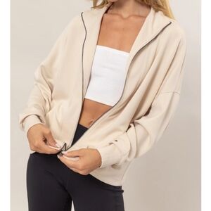 #87023 🛑L SOFT FABULOUS TRENDY CREAM ZIP UP JACKET
